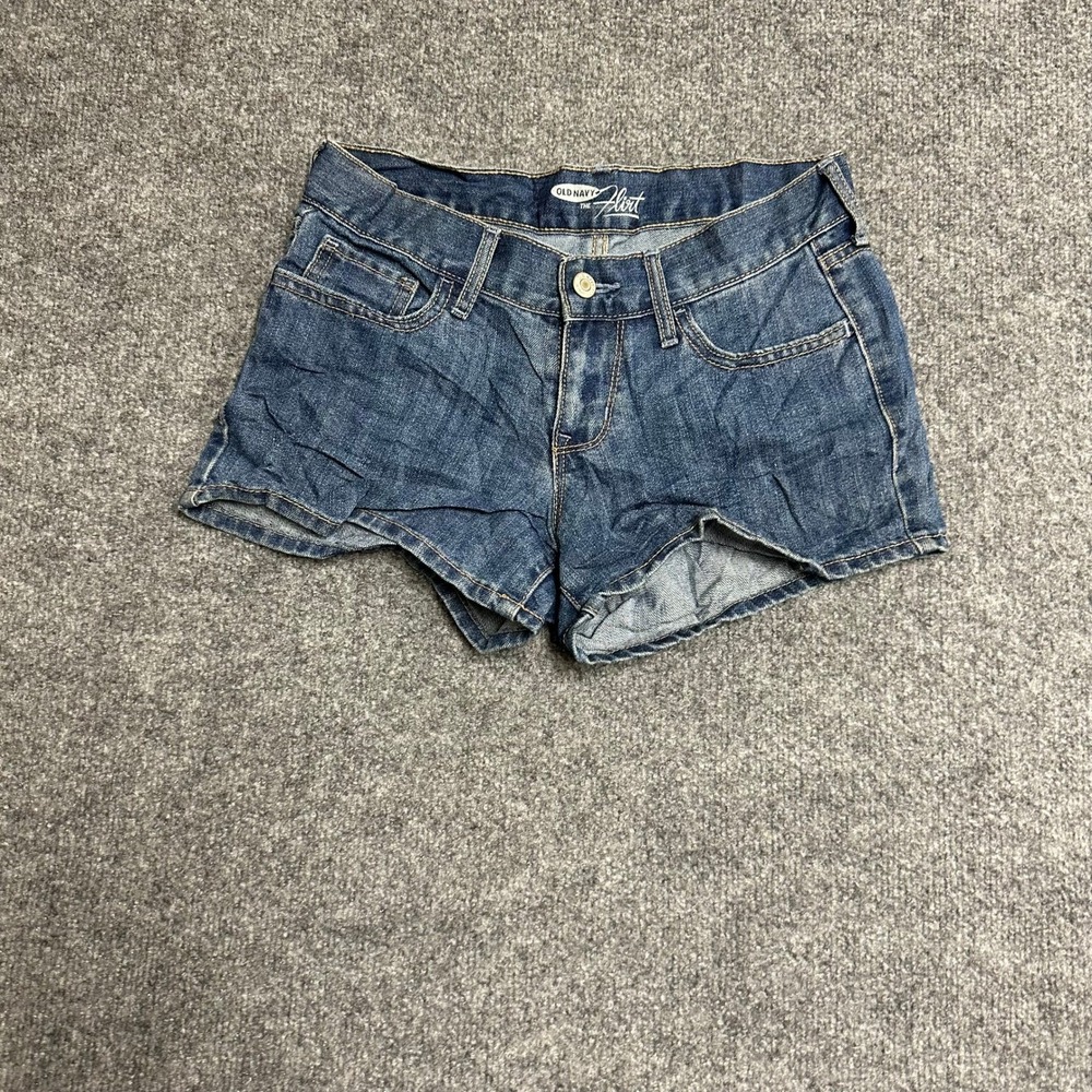 Old Navy Denim Shorts Womens Size 2 Dark Wash Low Rise The Flirt Raw Hem Y2K